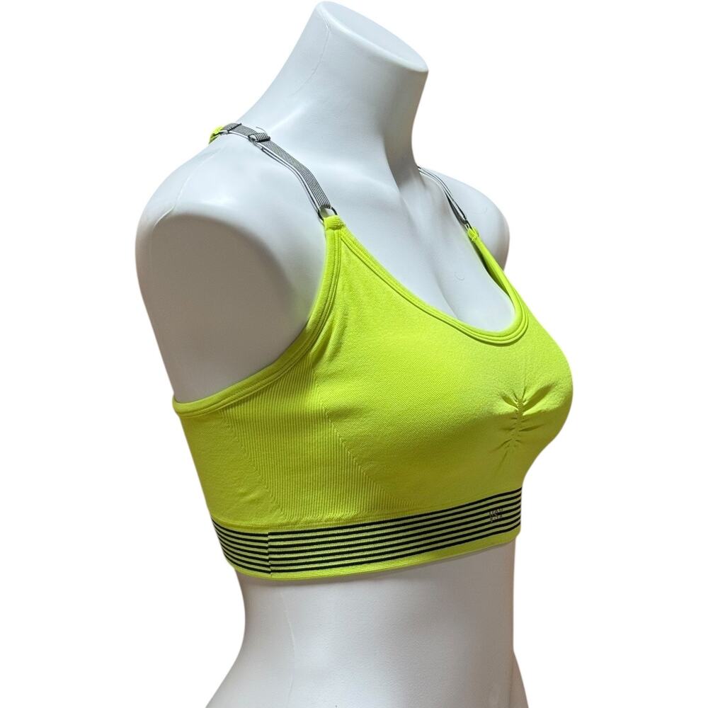 VSX Victoria's Secret Sport Racerback Sports Bra Neon Yellow Black Medium - Picture 4 of 5